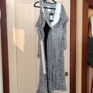 Nwt $1770 Preen Elegant Black and White Patterned Dress